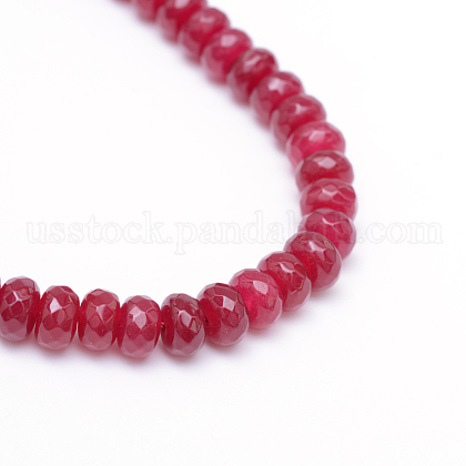 Faceted Rondelle Dyed Natural White Jade Bead Strands&nbsp;US-X-G-R343-6x8-07-2