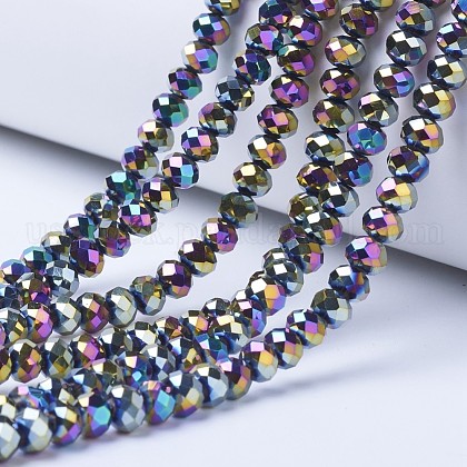 Electroplate Transparent Glass Beads Strands US-EGLA-A034-T4mm-UA07-1