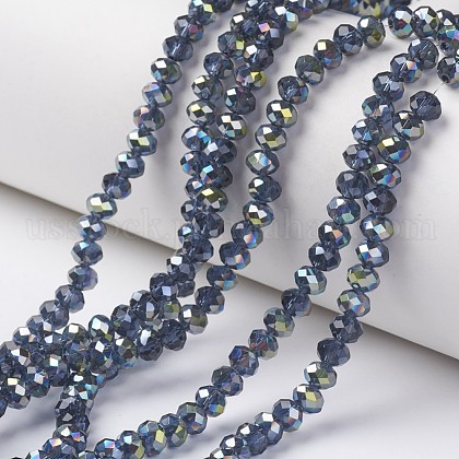 Electroplate Transparent Glass Beads Strands US-EGLA-A034-T6mm-S16-1