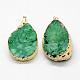 Electroplated Natural & Dyed Druzy Agate Pendants US-G-N0167-023B-3