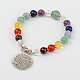 Multi-Color Gemstone Chakra Charm Bracelets US-BJEW-JB01691-2