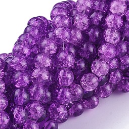 Blue Violet Crackle Glass Round Beads Strands for DIY Jewelry US-X-CCG-Q001-8mm-12