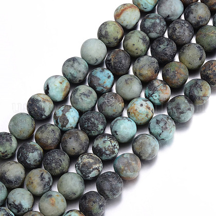 Frosted Natural African Turquoise(Jasper) Round Beads Strands US-G-D746-4mm-1