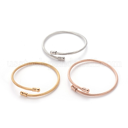 304 Stainless Steel Torque Bangle Sets US-BJEW-L642-10-1