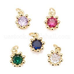 Brass Inlaid Clear Cubic Zirconia Charms US-KK-A161-34G