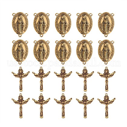 Rosary Cross and Center Sets for Rosary Bead Necklace US-PALLOY-MSMC009-04AG-NF-1