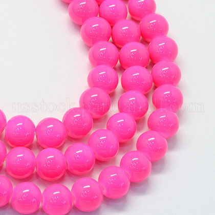 Baking Painted Glass Round Bead Strands US-DGLA-Q020-8mm-26-1