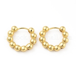 Brass Ball Beaded Hoop Earrings for Women US-EJEW-B013-05