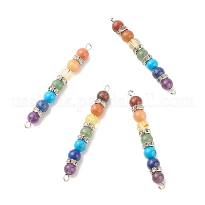 Chakra Natural & Synthetic Gemstone Connector Charms US-PALLOY-JF01513-1