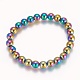 Electroplated Non-magnetic Synthetic Hematite Beaded Stretch Bracelet US-BJEW-P215-01-8mm-1