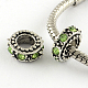 Antique Silver Plated Alloy Rhinestone Donut Large Hole European Beads US-MPDL-R041-03-2