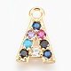 Brass Micro Pave Cubic Zirconia Charms US-ZIRC-F089-01G-A-1
