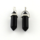 Black Stone Pendants with Alloy Findings US-G-R278-27P-1