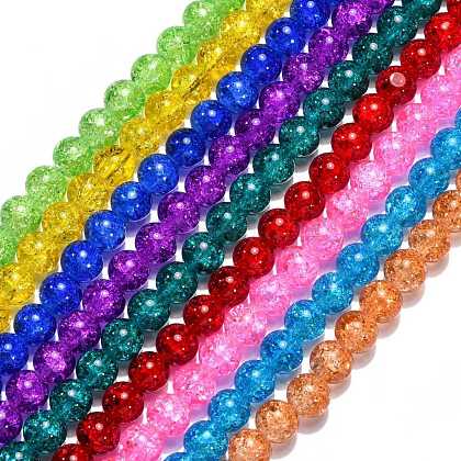 Mixed Crackle Glass Bead Strands US-GGC10mm-1