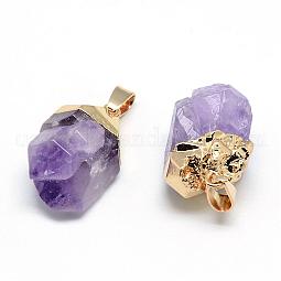Electroplated Natural Amethyst Pendants US-G-Q481-19G
