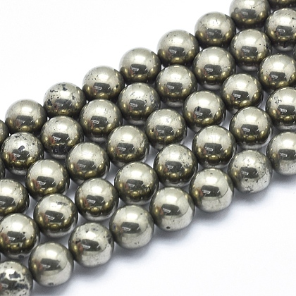 Natural Pyrite Beads Strands US-G-K256-04-8mm-1
