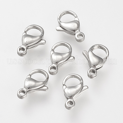 304 Stainless Steel Lobster Claw Clasps US-STAS-S066-13mm-15-1