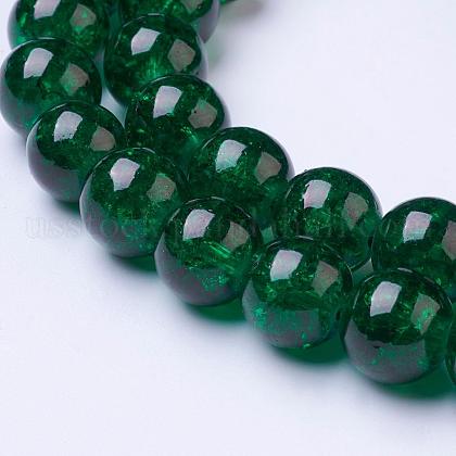 Spray Painted Crackle Glass Beads Strands US-CCG-Q001-10mm-17-1