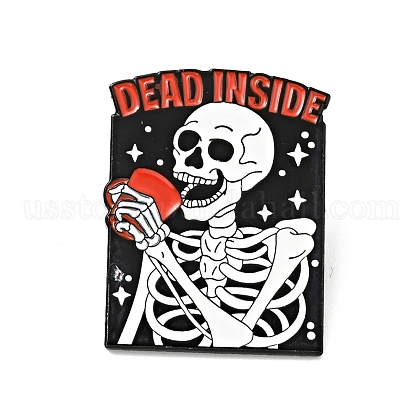 Skeleton with Cup Halloween Enamel Pin US-JEWB-G014-D05-1