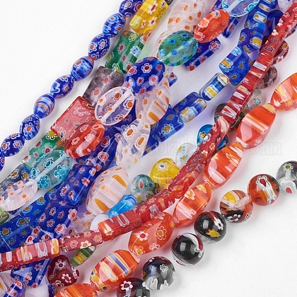 Handmade Millefiori Glass Beads Strands US-LK-F011-01-1
