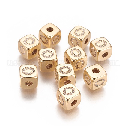 Brass Micro Pave Cubic Zirconia Beads US-KK-K238-16G-O-1