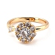 Flat Round Cubic Zirconia Rotatable Cuff Ring for Calming Worry Meditation US-RJEW-P025-03-1