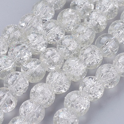 Spray Painted Crackle Glass Beads Strands US-CCG-Q001-10mm-01-1