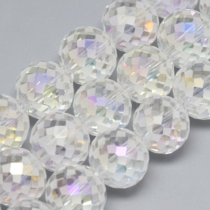 Electroplate Glass Beads Strands US-EGLA-Q086-12mm-07-1