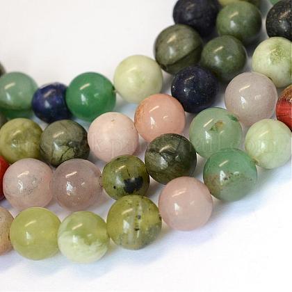 Natural Mixed Stone Round Bead Strands US-G-E334-8mm-23-1