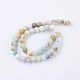Frosted Natural Flower Amazonite Round Bead Strands US-G-J363-01-8mm-2
