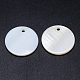 Natural White Shell Mother of Pearl Shell Pendants US-X-SSHEL-D080-1