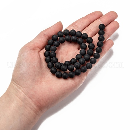 Dyed & Heated Natural Black Agate Bead Strands&nbsp;US-G-H056-8mm-5