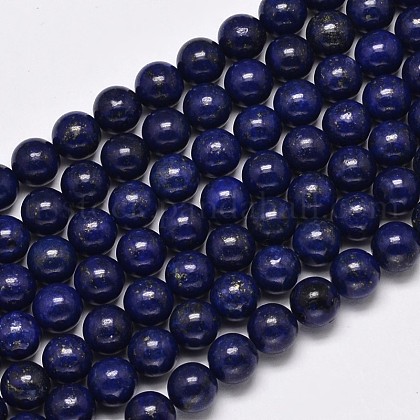 Dyed Natural Lapis Lazuli Round Beads Strands US-G-M169-6mm-05-1