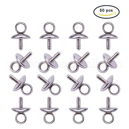 304 Stainless Steel Cup Pearl Peg Bails Pin Pendants US-STAS-PH0010-29P-1
