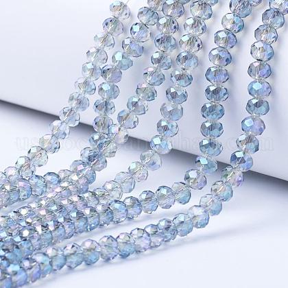 Electroplate Transparent Glass Beads Strands US-EGLA-A034-T10mm-Y05-1