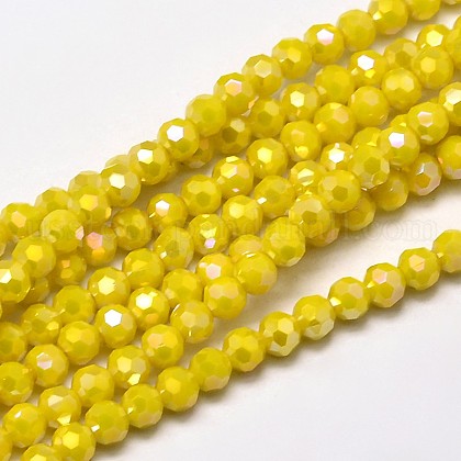 Faceted Round Full Rainbow Plated Electroplate Glass Beads Strands US-EGLA-J130-FR05-1