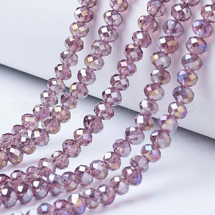 Electroplate Glass Beads Strands US-EGLA-A034-T6mm-B10-1