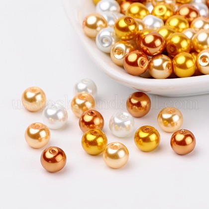 Caramel Mix Pearlized Glass Pearl Beads US-HY-X006-8mm-02-1