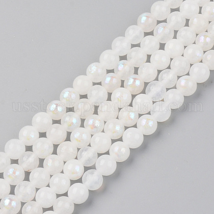 Electroplated Natural White Moonstone Beads Strands US-G-S369-012B-C-1