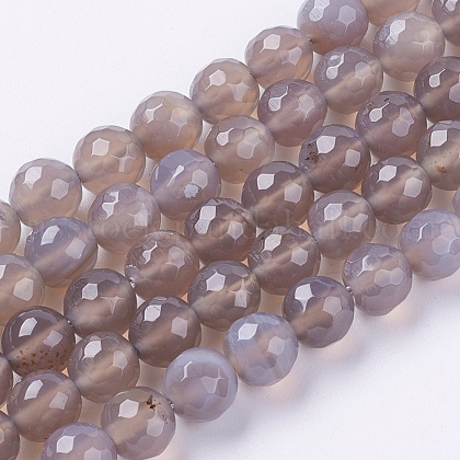Natural Grey Agate Beads Strands US-G-G580-8mm-08-1
