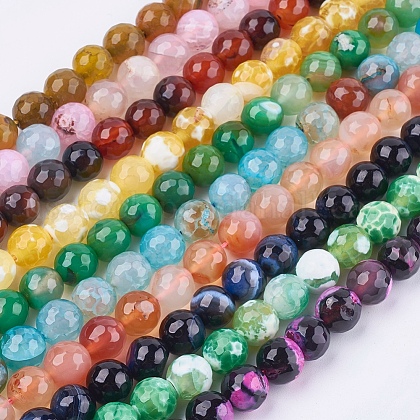 Natural Agate Round Beads Strand US-G-L084-10mm-M-1