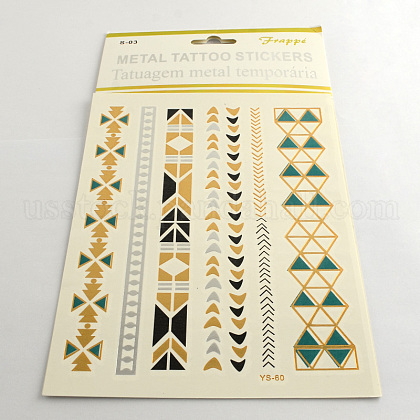Cool Body Art Removable Mixed Shapes Fake Temporary Tattoos Metallic Paper Stickers US-AJEW-Q081-03-1