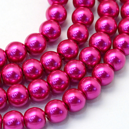 Baking Painted Pearlized Glass Pearl Round Bead Strands US-HY-Q330-8mm-17-1