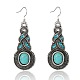 Enthic Oval Rimous Alloy Turquoise Dangle Earrings US-EJEW-JL143-1