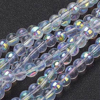 13 inch AB Color Plated Round Glass Beads US-GR6mmC28-AB-1