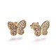 Brass Micro Pave Cubic Zirconia Stud Earrings US-EJEW-L224-30G-1
