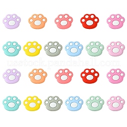 22Pcs 11 Colors Cat Paw Print Food Grade Eco-Friendly Silicone Focal Beads US-SIL-CJ0001-34