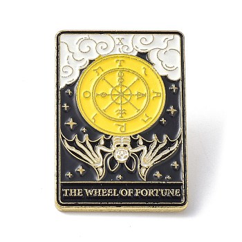 Fashion Tarot Card Enamel Pin, Alloy Brooch, Golden, The Wheel of Fortune X, 30.5x21x10mm, Pin: 1mm
