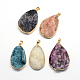 Plated Natural Drusy Agate Teardrop Pendants US-G-R275-15-1