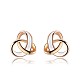 Real Rose Gold Plated Fashion Eco-Friendly Alloy Three Ring Enamel Ear Studs US-EJEW-AA00052-RG-1